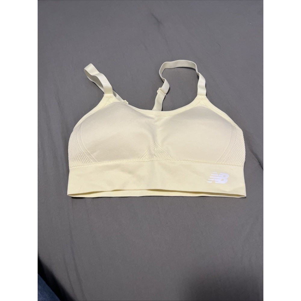 New‎ Balance Sports Bra Women  SP Yellow Seamless Racerback Activewear Fitness